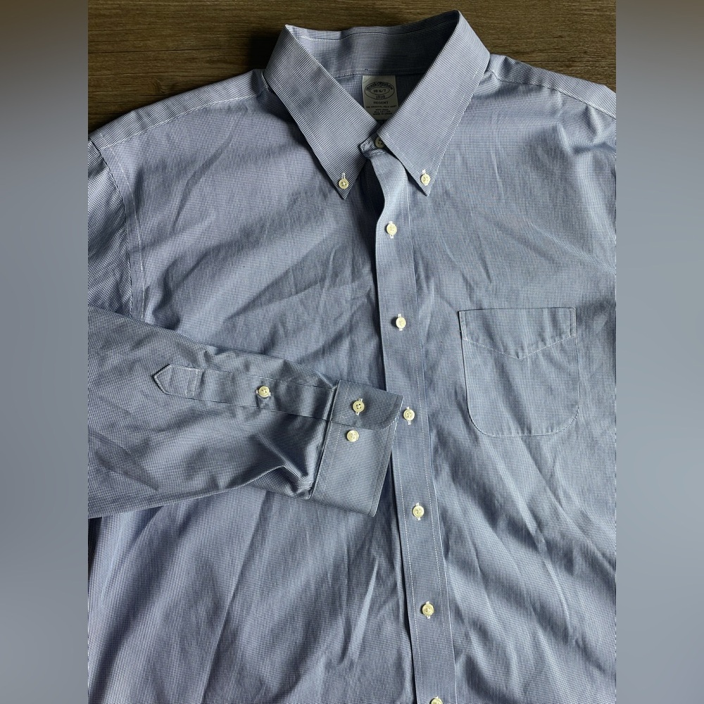 Brooks Brothers Regent Shirt Mens 18 6/7 Button Down Long Sleeve Oxford Blue